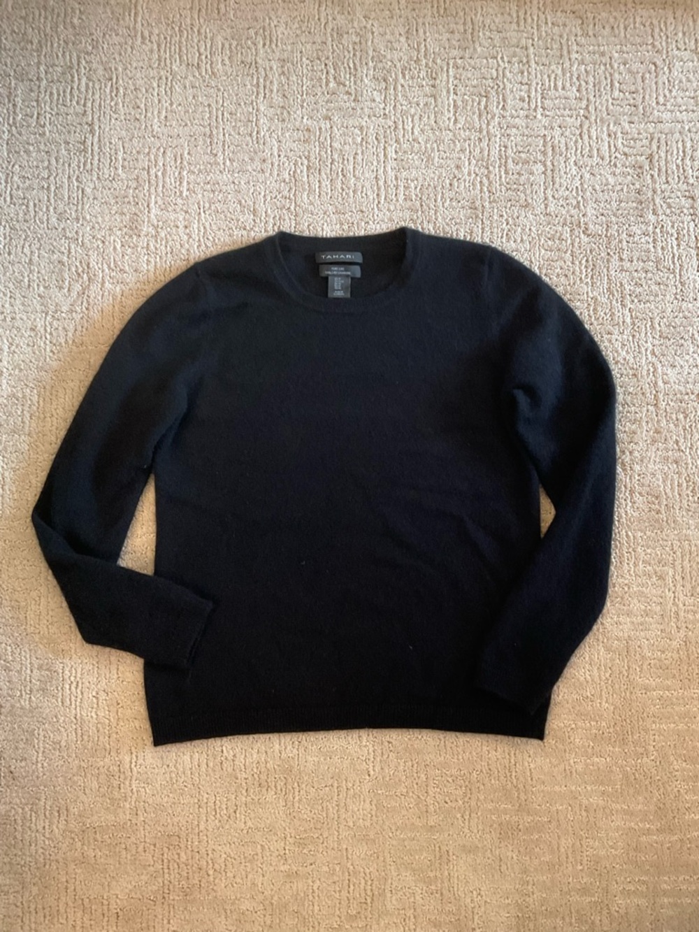 ♠️💜 Tahari Pure Luxe 100% Cashmere Sweater Black Size M (Fits S) EUC Old Money